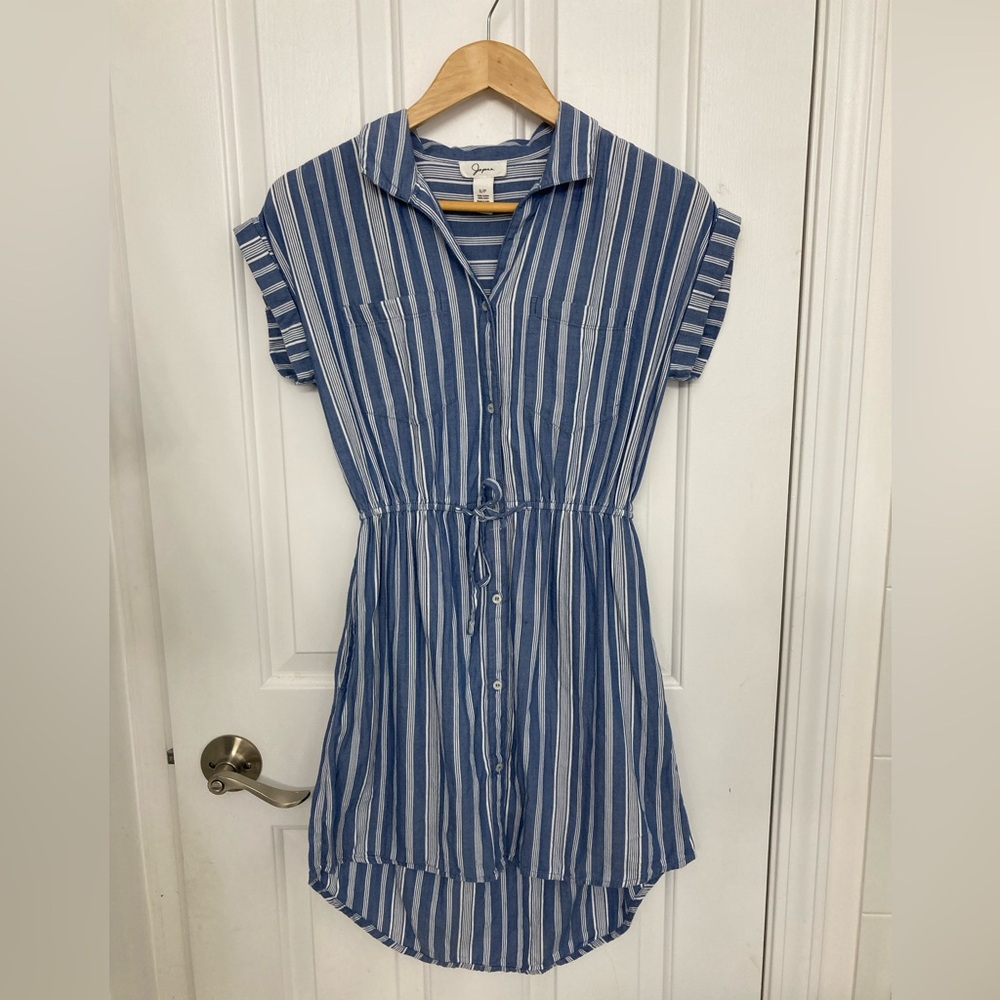 Japna Blue and White Striped Shirtdress
